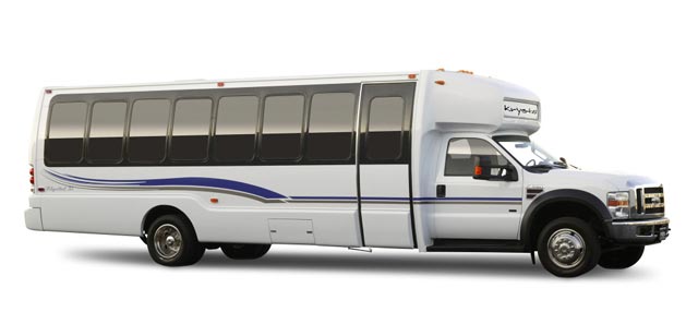 white executive limo bus